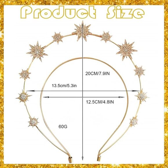 Gold Star Halo Headband Alloy Rhinestones Bridal Wedding Party Accessory main image 4